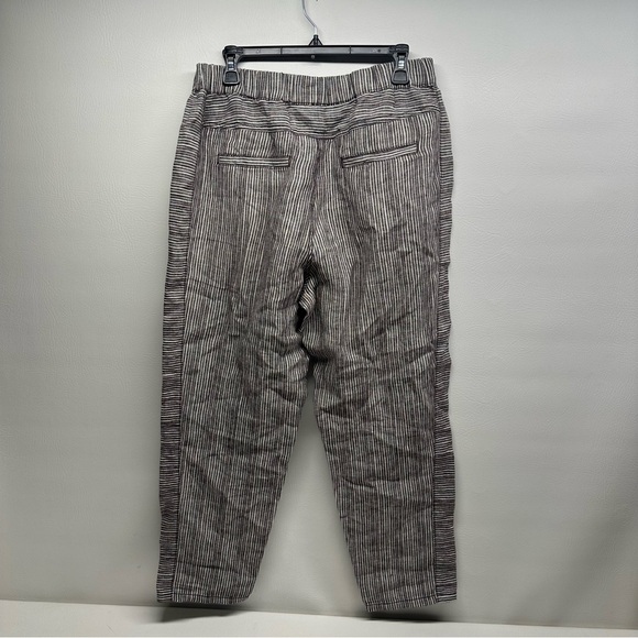 ANTHROPOLOGIE HEI HEI FRANCOISE STRIPED LINEN CROP PANTS BROWN WHITE small - Picture 3 of 11